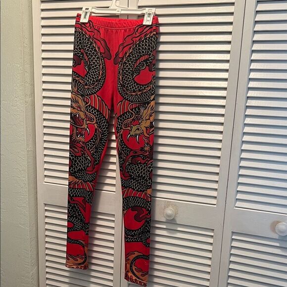 Unbranded Pants - #1110+Red Dragon Print Women's Pants